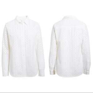 1901  • Button Front Cotton Eyelet Shirt • Size  XS